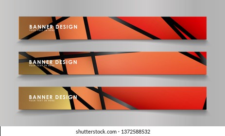 Abstract vector banners with geometric backgrounds in color gradients