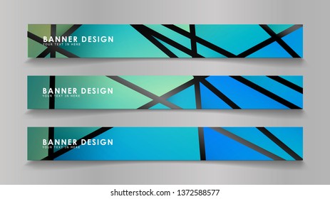 Abstract vector banners with geometric backgrounds in color gradients