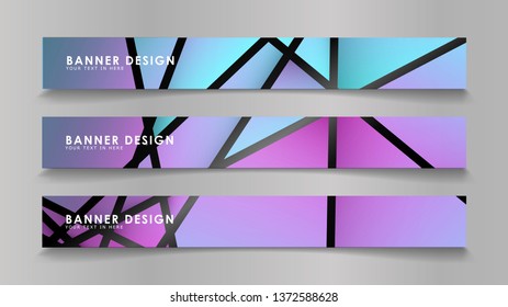 Abstract vector banners with geometric backgrounds in color gradients