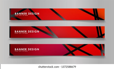 Abstract vector banners with geometric backgrounds in color gradients