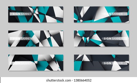 Abstract vector banners with geometric backgrounds gradient green black and white