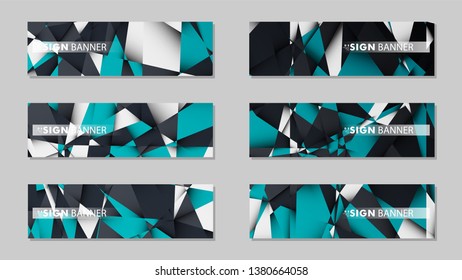 Abstract vector banners with geometric backgrounds gradient green black and white
