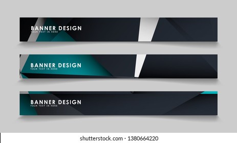 Abstract vector banners with geometric backgrounds gradient green black and white