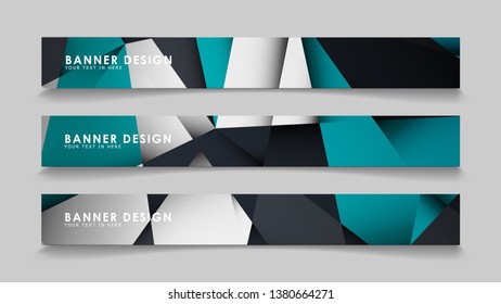 Abstract vector banners with geometric backgrounds gradient green black and white