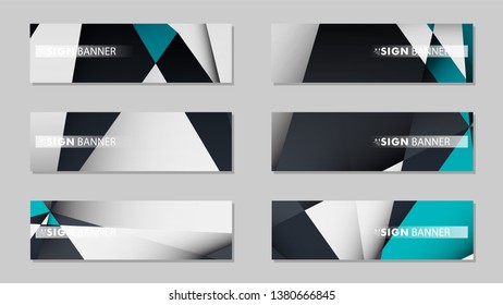Abstract vector banners with geometric backgrounds gradient green black and white