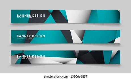 Abstract vector banners with geometric backgrounds gradient green black and white