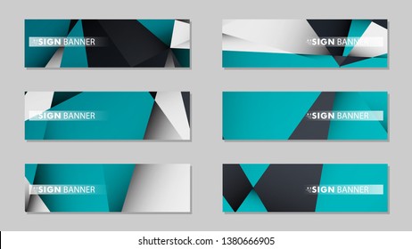 Abstract vector banners with geometric backgrounds gradient green black and white
