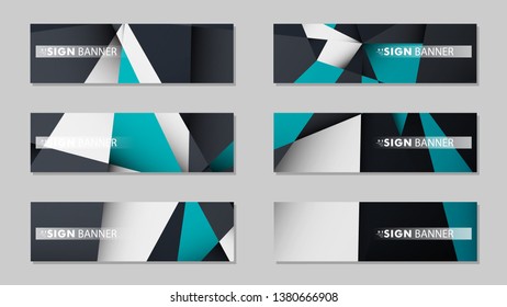 Abstract vector banners with geometric backgrounds gradient green black and white