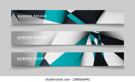 Abstract vector banners with geometric backgrounds gradient green black and white