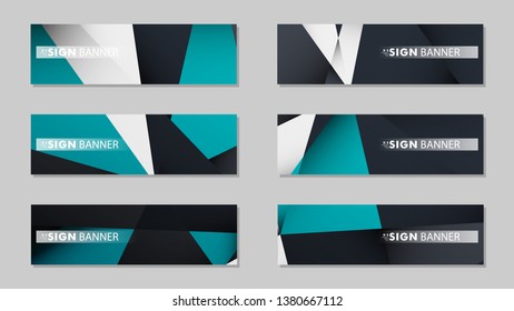 Abstract vector banners with geometric backgrounds gradient green black and white