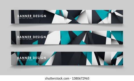 Abstract vector banners with geometric backgrounds gradient green black and white