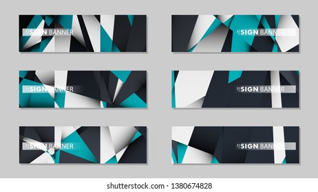 Abstract vector banners with geometric backgrounds gradient green black and white