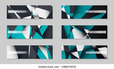 Abstract vector banners with geometric backgrounds gradient green black and white