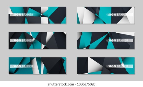 Abstract vector banners with geometric backgrounds gradient green black and white