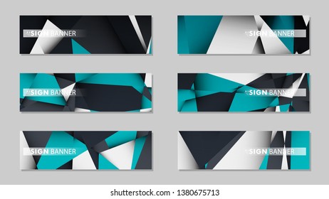 Abstract vector banners with geometric backgrounds gradient green black and white