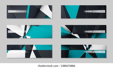 Abstract vector banners with geometric backgrounds gradient green black and white