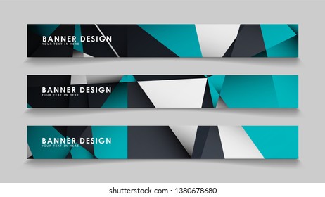 Abstract vector banners with geometric backgrounds gradient green black and white