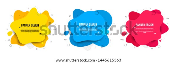 Abstract vector banners. Geometric liquid forms.
Template bagdes. Modern design. Dynamic fluid banners shapes.
Minimal curvy design. Various colors modern template. Text with
quotes. Vector shapes