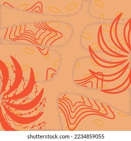 Pancartas vectoriales abstractas en colores orgánicos rojo y beige. Plantilla de fondo de cuadrado de medios sociales editable
