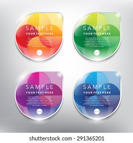 Abstract vector banners set. Coloured, glossy and transparent on the black panel. Vector illustration. Eps10