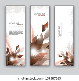Abstract Vector Banners. Set of Three. Floral Theme.