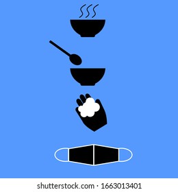 Abstract Vector Basic Way , How To Protect Yourself From Virus ,Flu And Other Disease On Blue Background