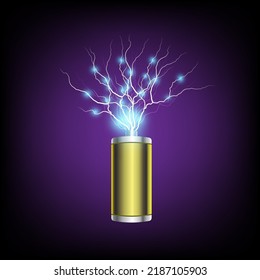 Abstract vector Battery. Creative dynamic element, light lines Illustrations.