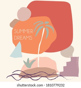 abstract vector beach background design cut out fashion print tree summer island