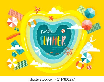 Abstract vector beach pool summer illustration