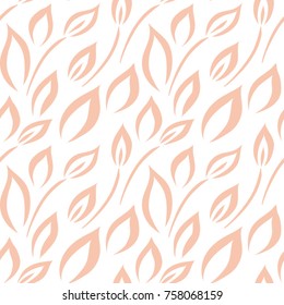 Abstract vector beige floral leaves ornamental pattern