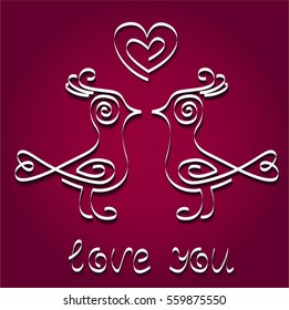 abstract vector birds in love