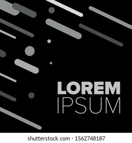 Abstract vector black background. Composition with fluid and geometric shape and place for text or message
