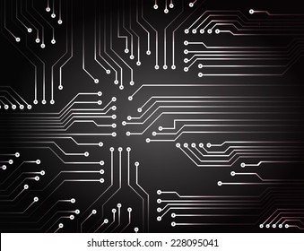 abstract vector black background with high tech circuit board, graphic