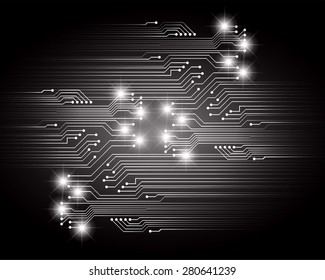 abstract vector black background with high tech circuit board, graphic. infographics.