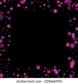 Abstract Vector Black Background with Purple Light Spots. Magic Shiny Pink Print. Holiday Dezign.
