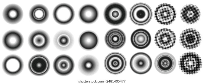 Abstrakte Vektorgrafik Schwarz Farbe Halbton Punkte Muster und Textur Hintergrund Set