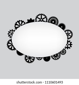 abstract vector black flat gears card