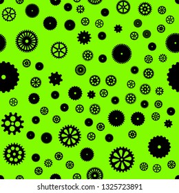 abstract vector black flat gears seamless pattern