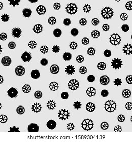 abstract vector black flat gears seamless pattern