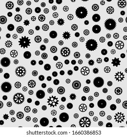 abstract vector black flat gears seamless pattern