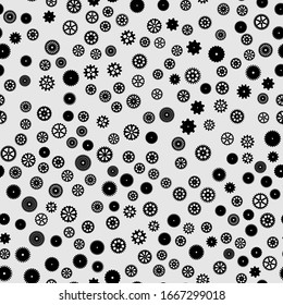 abstract vector black flat gears seamless pattern