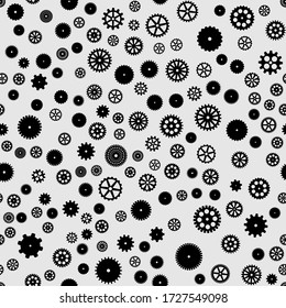 abstract vector black flat gears seamless pattern