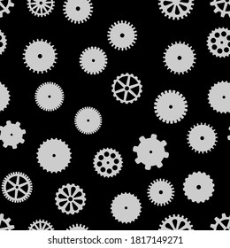 abstract vector black flat gears seamless pattern