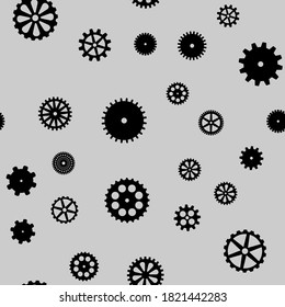 abstract vector black flat gears seamless pattern