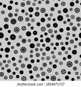 abstract vector black flat gears seamless pattern