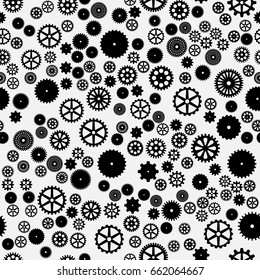 abstract vector black flat gears seamless pattern