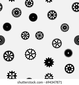 abstract vector black flat gears seamless pattern