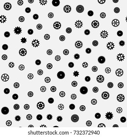 abstract vector black flat gears seamless pattern