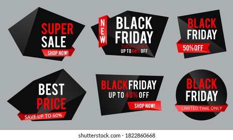 Abstract Vector Black Friday Sale Lable Tag Set