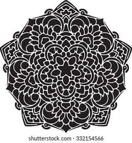 Abstract vector black lace design - five-finger mandala, ethnic decorative element. tattoo. 